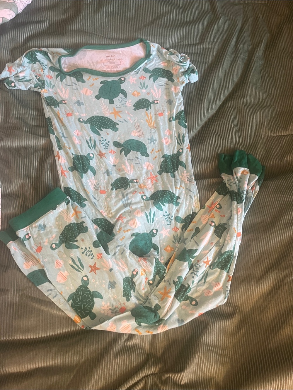 Little Sleepies Sea Turtle Print Pajama Set - Green & Teal